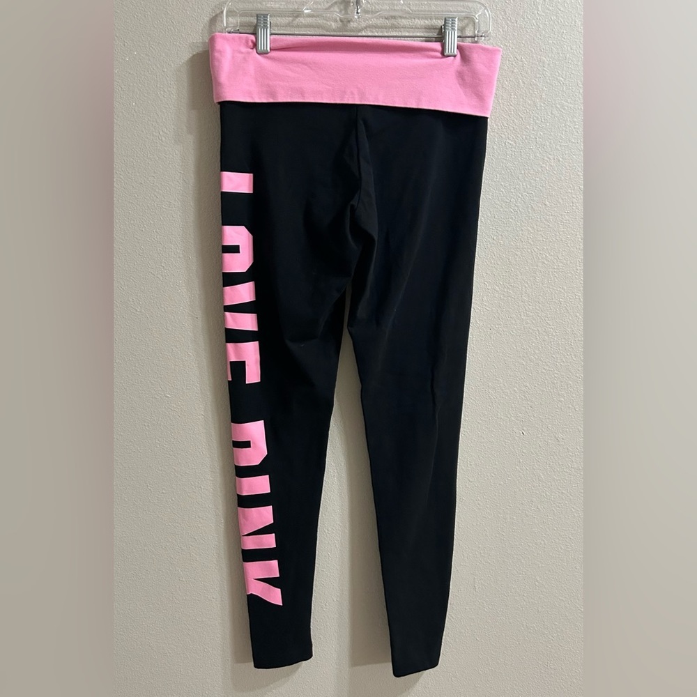 Victorias Secret PINK Y2K Style Foldover Waist Leggings Size M Love Pink Trendy